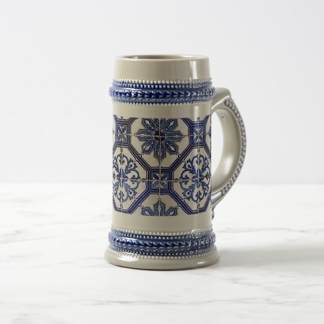 Chope À Bière “Navy Blue Mosaic”  (Devant droit)