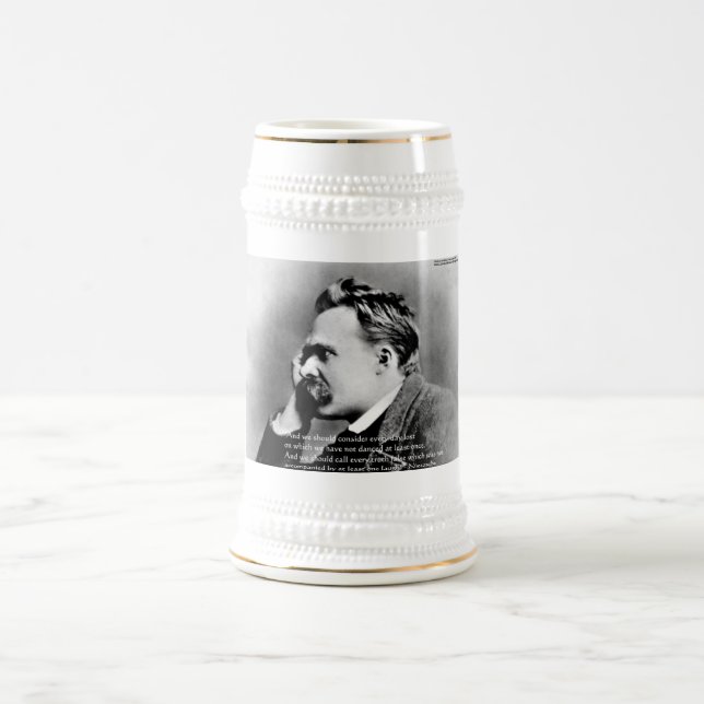 Chope À Bière Nietzsche "Rire" Citation de sagesse Cadeaux Tee - (Centre)