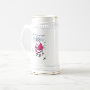 Chope À Bière No Ho-Ho-Ho w text white stein w gold trim