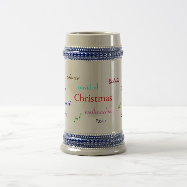 Chope À Bière Noël Dans Le Monde En Gris Et Bleu (Centre)