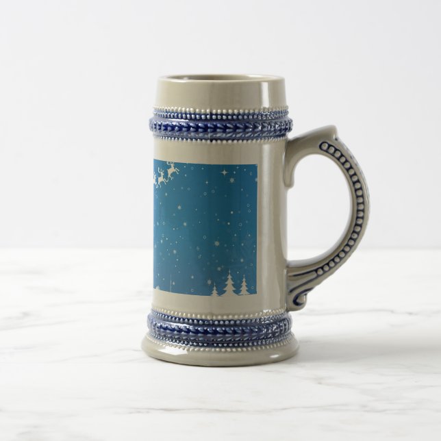 Chope À Bière Noël hiver gris/bleu 18 oz Stein (Droite)