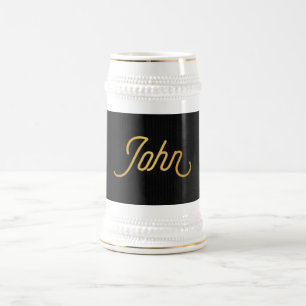Chope À Bière Noir élégant personnalisé d'or de John de