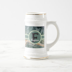 Chope À Bière Nom de famille élégant Monogramme Gemme Initiale