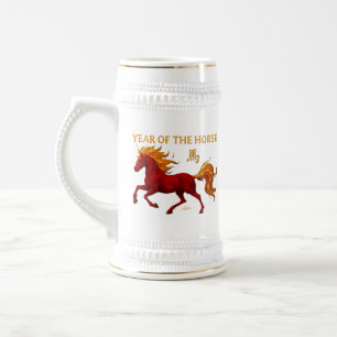 Chope À Bière Nouvel An Chinois du zodiaque 2026 Cheval de Feu Y