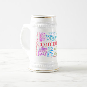Chope À Bière Nuage de mots de la communauté arc-en-ciel LGBTQ+