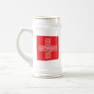 Chope À Bière Nuage de mots drapeau Suisse Vintage