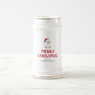 Chope À Bière Oie de Noël personnalisée à l'aquarelle