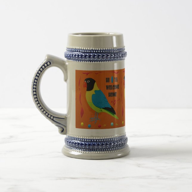 CHOPE À BIÈRE OISEAUX THÈME PARROT ART IMAGE COULEURS MIXTES (Gauche)