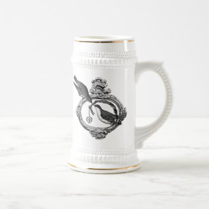 Chope À Bière Oiseaux vintages avec un Trousse de Coeur Vêtement