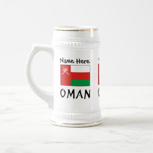 Chope À Bière Oman et drapeau omanais avec votre nom
