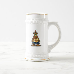 Chope À Bière Ours Brown caricaturé debout sur ses pieds arrière