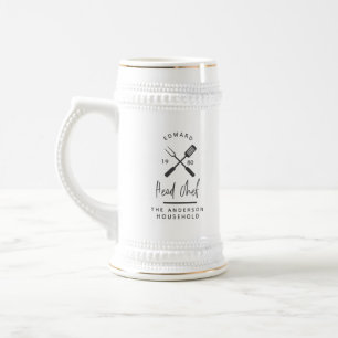 Chope À Bière Papa chef chef barbecue grill Noël anniversaire mo