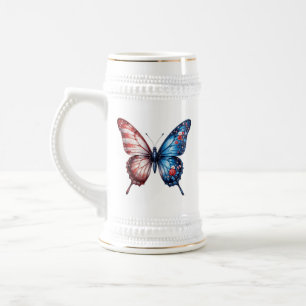 Chope À Bière Papillon du drapeau américain