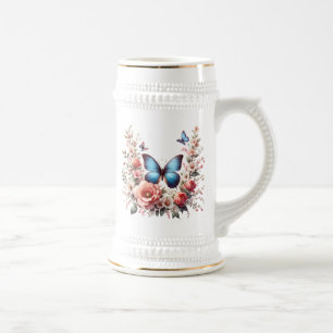 Chope À Bière Papillon Fleuriste Personnalisé Joyeux Anniversair