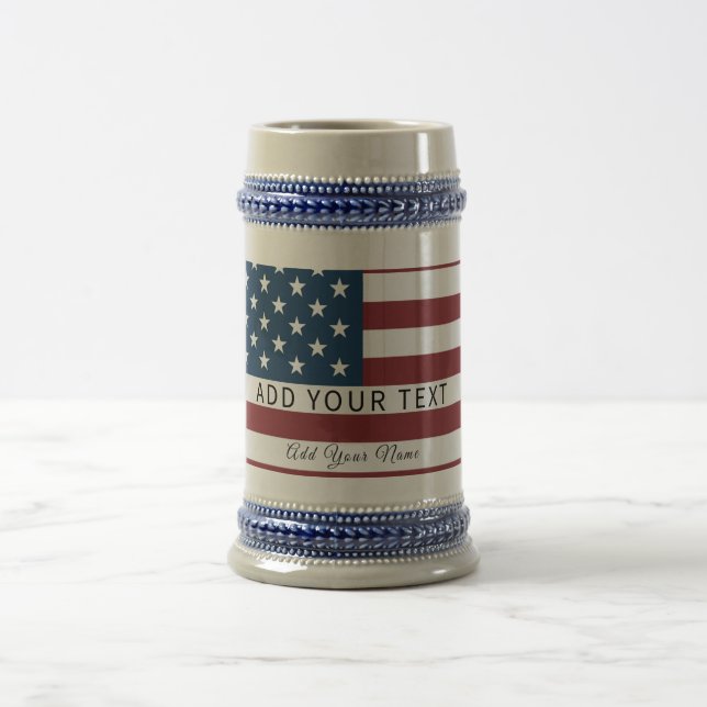 Chope À Bière Patriotic US Flag Custom Text Name  (Centre)