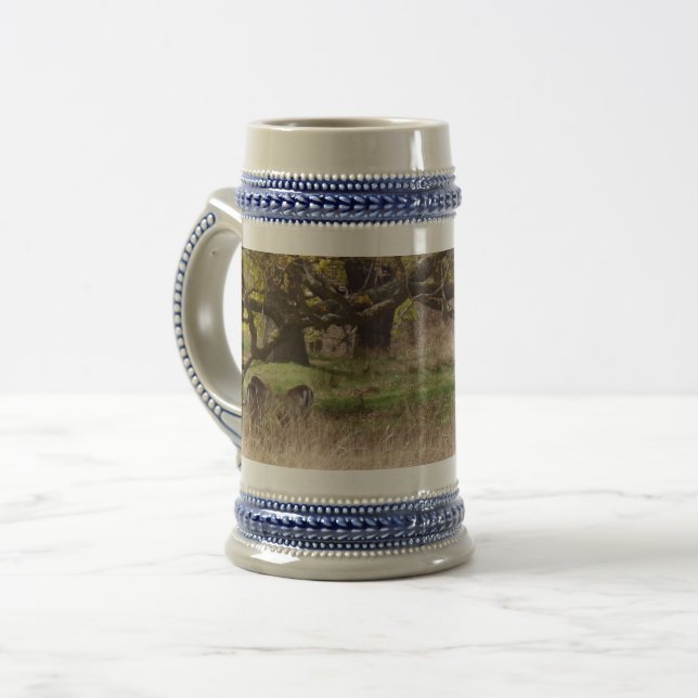 Chope À Bière Paysage & Cerfs Gris/Bleu Stein 22 oz (Devant gauche)
