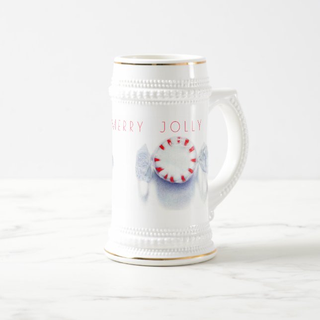 Chope À Bière PEPPERMINT CANDY "HAPPY MERRY JOLLY" Stein (Devant droit)