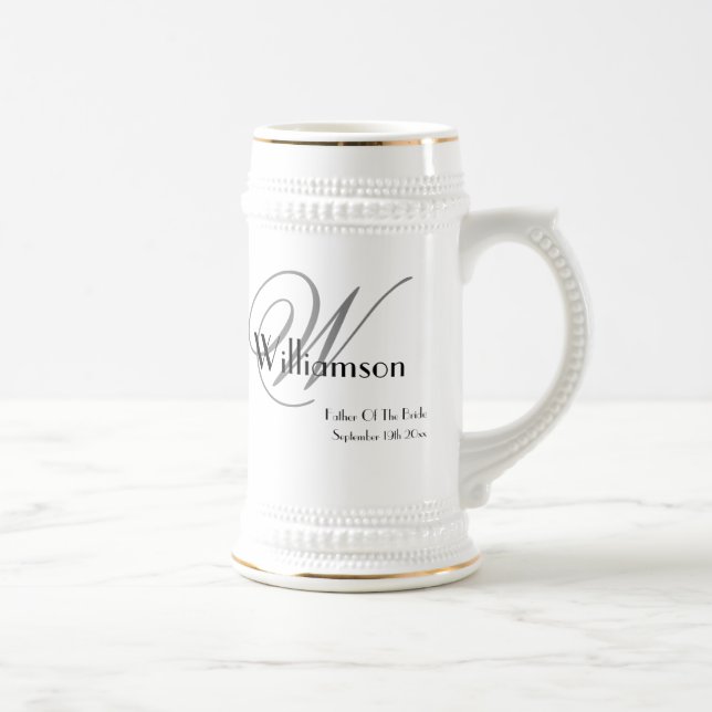 Chope À Bière Père De La Mariée Cadeau Classique Monogramme Rust (Droite)