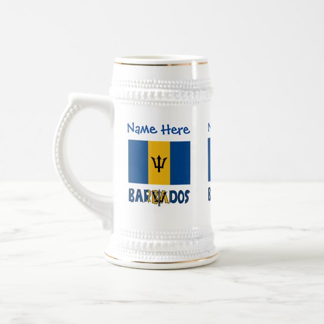 Chope À Bière Personnalisation du drapeau barbadien bleu de la B (Gauche)