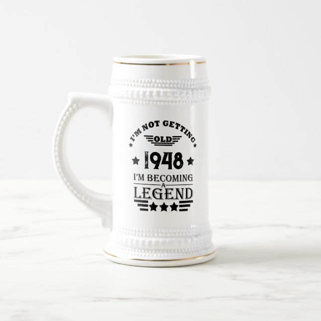 Chope À Bière Personnalisé noir blanc vintage 75e anniversaire (Gauche)