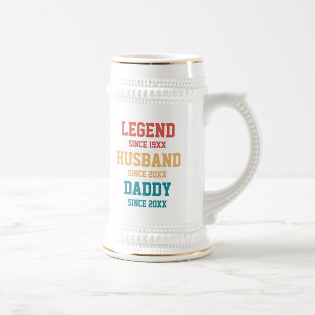 Chope À Bière Personnalisé Retro Legend Mari Daddy Cadeau (Droite)