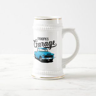 Chope à bière personnalisée camion vintage bleu
