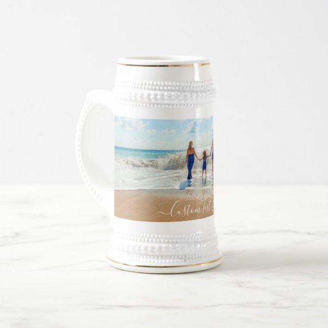 Chope À Bière Personnaliser votre photo Bière Stein avec texte (Devant gauche)