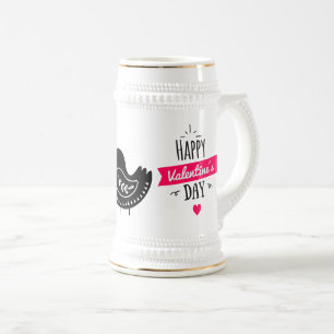 Chope À Bière Petit beak baiser oiseaux valentine bière stein