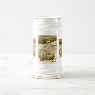 Chope À Bière Petit garçon de Noël, clog et mistletoe