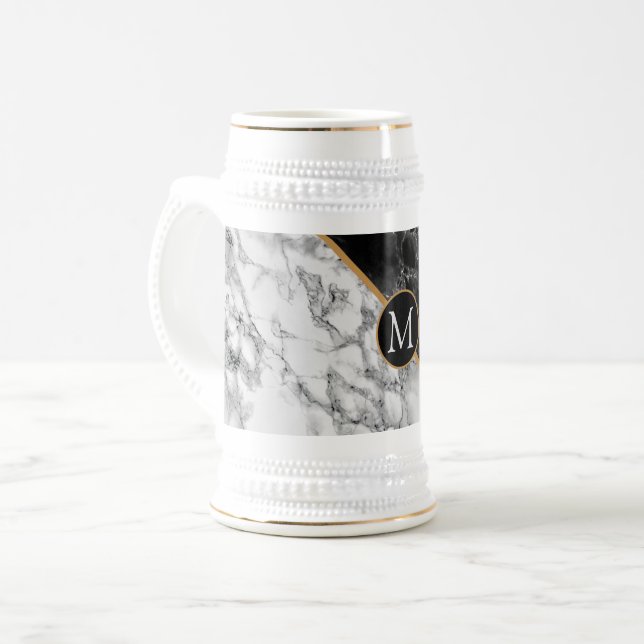 Chope À Bière Pierre noire et Marbre blanc tendance - Ajouter vo (Devant gauche)