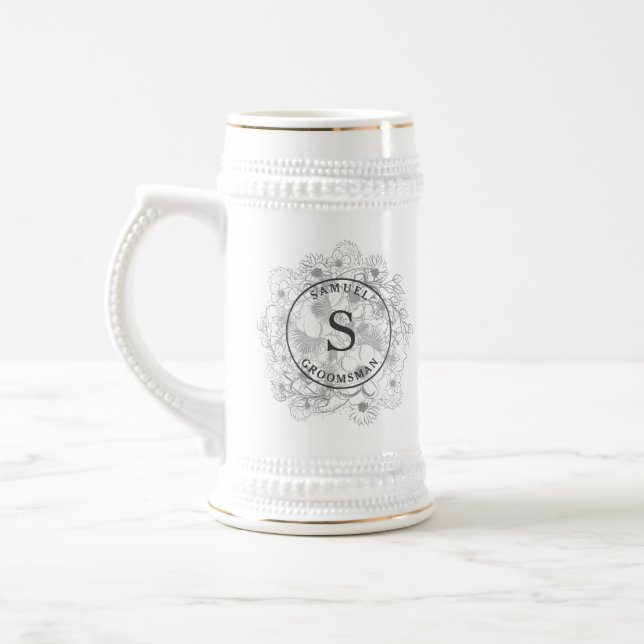 Chope À Bière Pinte à bière pour garçon d'honneur Monogramme Ble (Gauche)