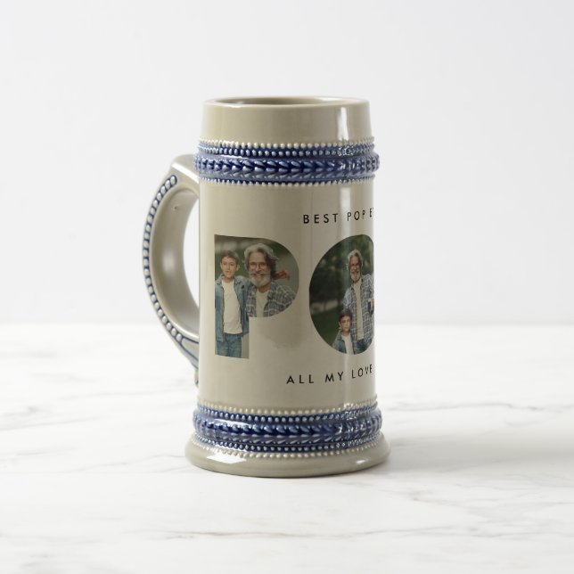 Chope À Bière Pop multi photo moderne typographie élégant noir (Devant gauche)