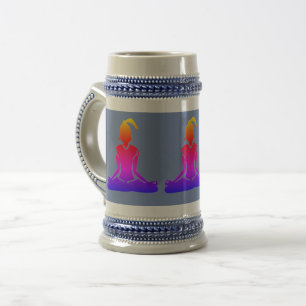 Chope À Bière Pose de Yoga assis - Bière Bleue Stein