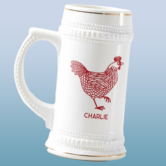 Chope À Bière Poulets Hen Personnalisé (Chicken hen poultry personalized beer stein)