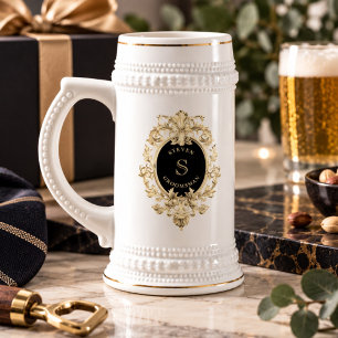 Chope à bière pour garçon d'honneur Baroque Or Noi