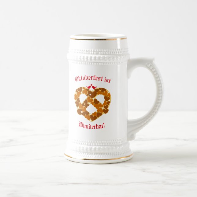 Chope À Bière Pretzel Heart Oktoberfest personnalisable (Droite)