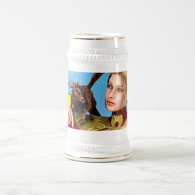 Chope À Bière Princesse Dragon Fantastique Art Numérique (Centre)