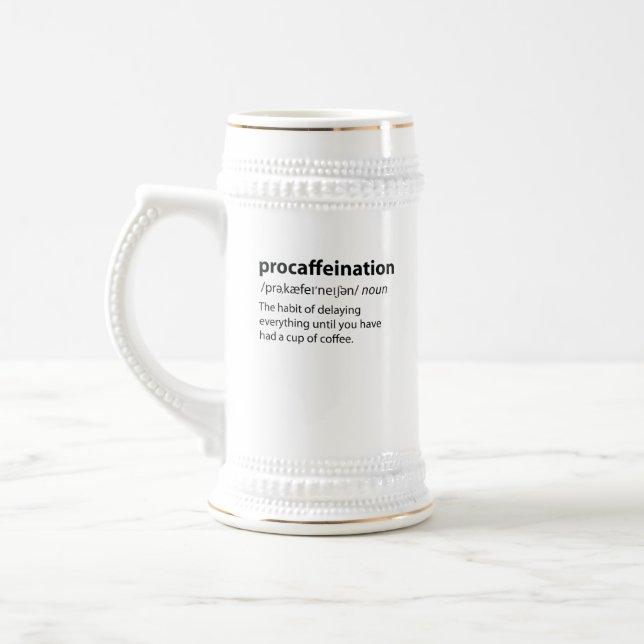 Chope À Bière Procaffination Funny Dictionnaire Définition (Gauche)