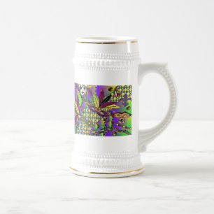 Chope À Bière Psychédélique Mardi Gras Plumes Masques Cadeaux Vê