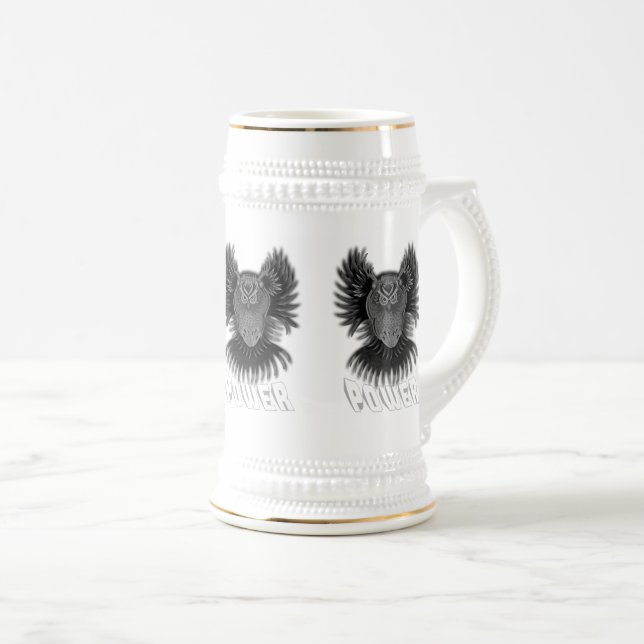 Chope À Bière Puissance noir et blanc (Devant droit)