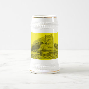 Chope À Bière Rabe mit Wolf schwarz gelée Design
