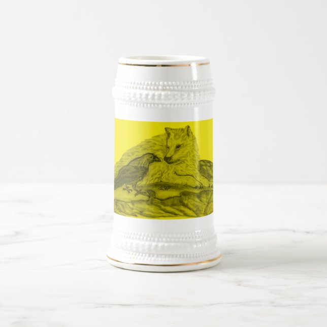 Chope À Bière Rabe mit Wolf schwarz gelée Design (Centre)