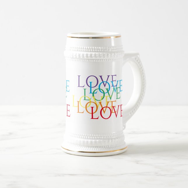 Chope À Bière RAINBOVE LOVE White & Gold Stein (Devant droit)