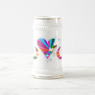 Chope À Bière Rainbow Heart Lily et Butterfly