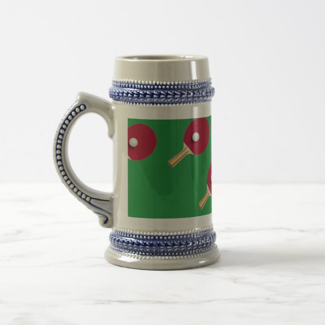 Chope À Bière Raquette de ping-pong et boule sur vert (Gauche)