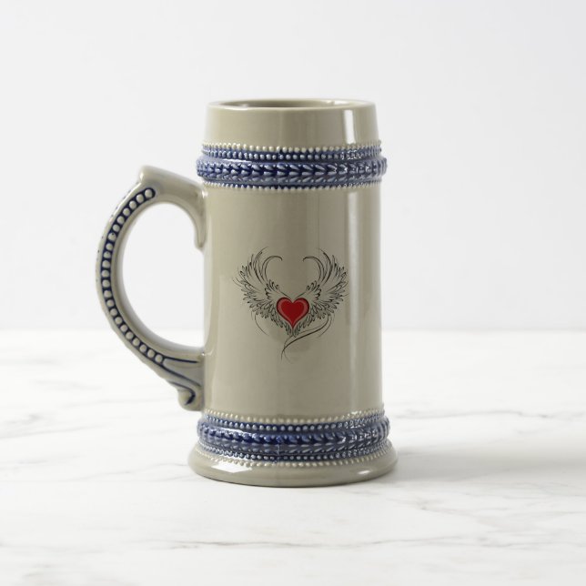 Chope À Bière Red Angel Coeur avec ailes (Gauche)