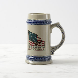 Chope À Bière Respect Patriotique, Aigle sur grand drapeau améri