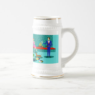 Chope À Bière Rétro coupé avec le chien Stein