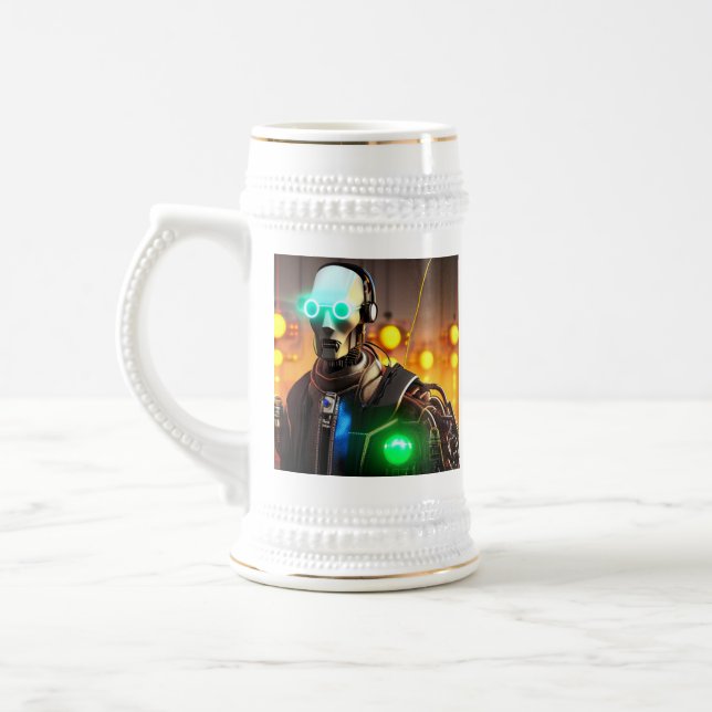 Chope À Bière Robot 2 blanc stein or trim (Gauche)