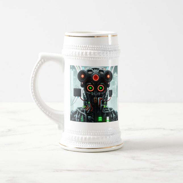Chope À Bière Robot 5 blanc stein or trim (Gauche)